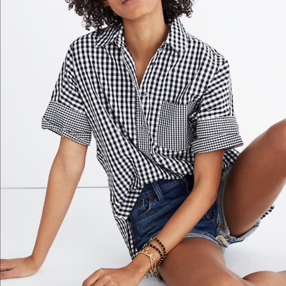 Madewell Gingham Play Button Down Shirt